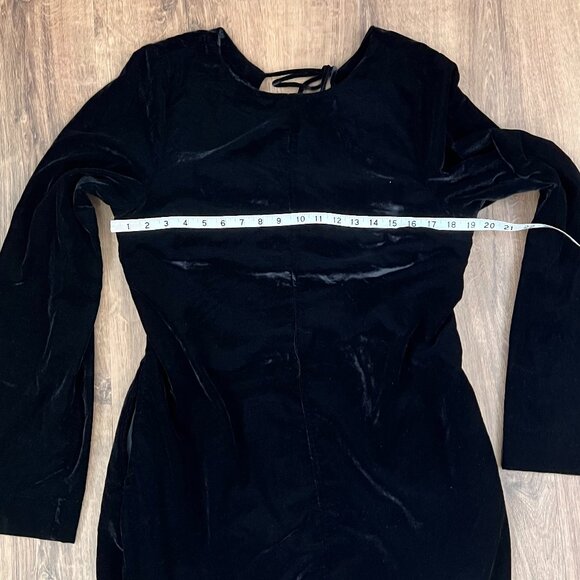NEW Free People Black Velvet Open Back Chelsea Long Sleeve Mini Dress Sz L - Picture 8 of 16